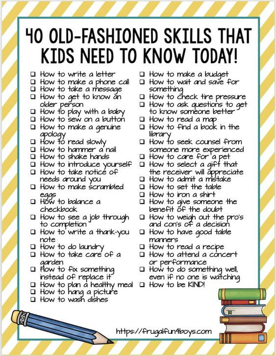 40 Old-Fashioned Skills That Kids Need To Know Today!